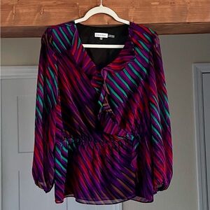 Calvin Klein Ruffled Blouse Size L